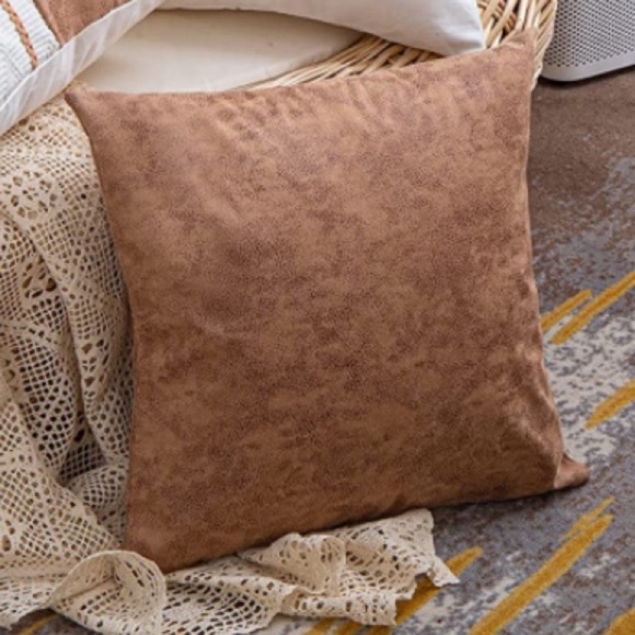 New Faux Leather & Rough Textile Throw accent Pillow Cover sham 18x18 Inch NEW - Picture 1 of 6